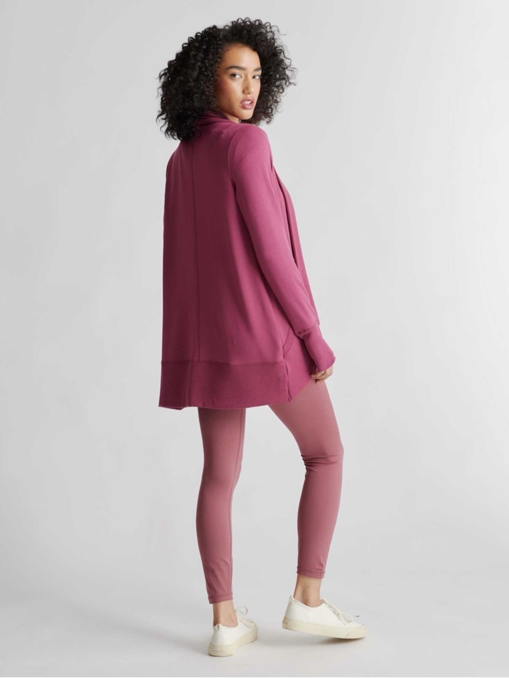 Quince Modal French Terry Cardigan Rose Pink Thumbhole Size Medium - Picture 2 of 12